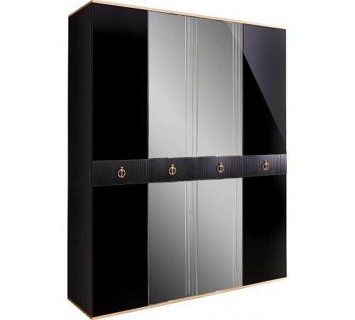 Четырехстворчатый шкаф для одежды с зеркалом Rimini Solo РМШ1/4 (s) (черный)